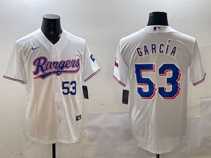 Men Texas Rangers #53 Garcia White Game 2025 Nike MLB Jersey style 3
